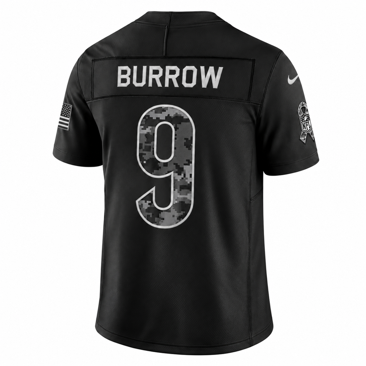 Men’s Joe Burrow #9 Cincinnati Bengals Black Salute to Service Stitched Limited Jersey