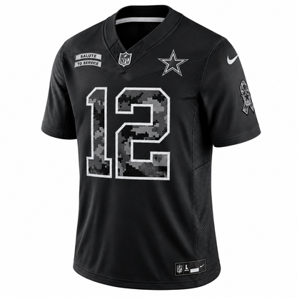Men’s Roger Staubach #12 Dallas Cowboys Black Salute to Service Stitched Limited Jersey