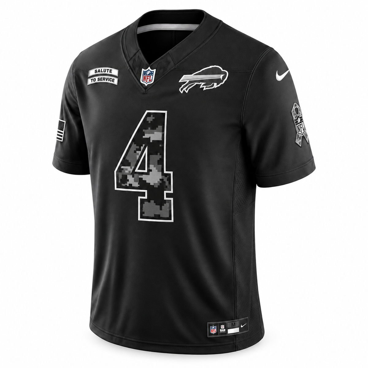 Men’s James Cook III #4 Buffalo Bills 2026 Salute to Service Stitched Limited Jersey – Black