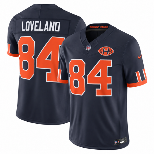 Men's Colston Loveland #84 Navy Chicago Bears 2026 Rivalries Collection Stitched Limited Football Jersey
