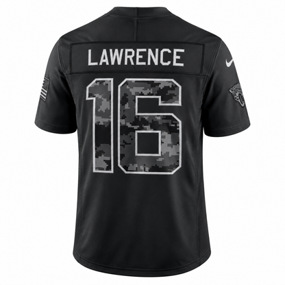Men’s Trevor Lawrence #16 Jacksonville Jaguars Black Salute to Service Stitched Limited Jersey