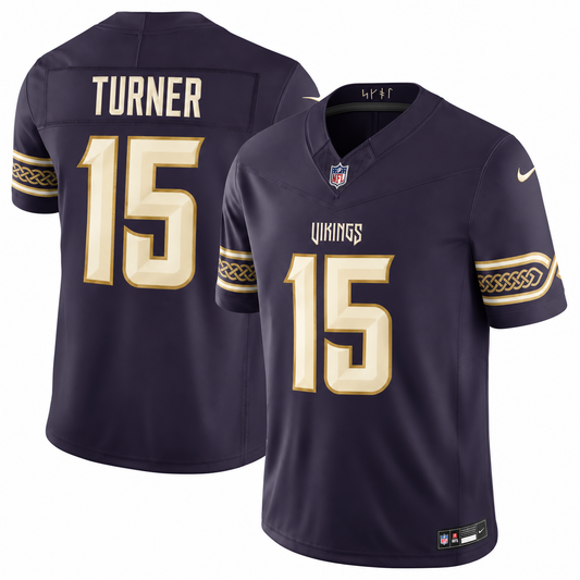 Men’s Dallas Turner #15 Minnesota Vikings Purple Rivalries Collection Stitched Limited Jersey