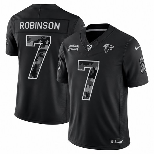 Men’s Bijan Robinson #7 Atlanta Falcons Salute to Service Football Fan Jersey – Black