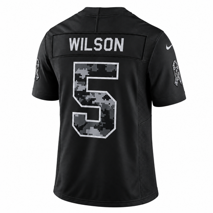 Men's Garrett Wilson #5 New York Jets Black Salute to Service Stitched Limited Jersey