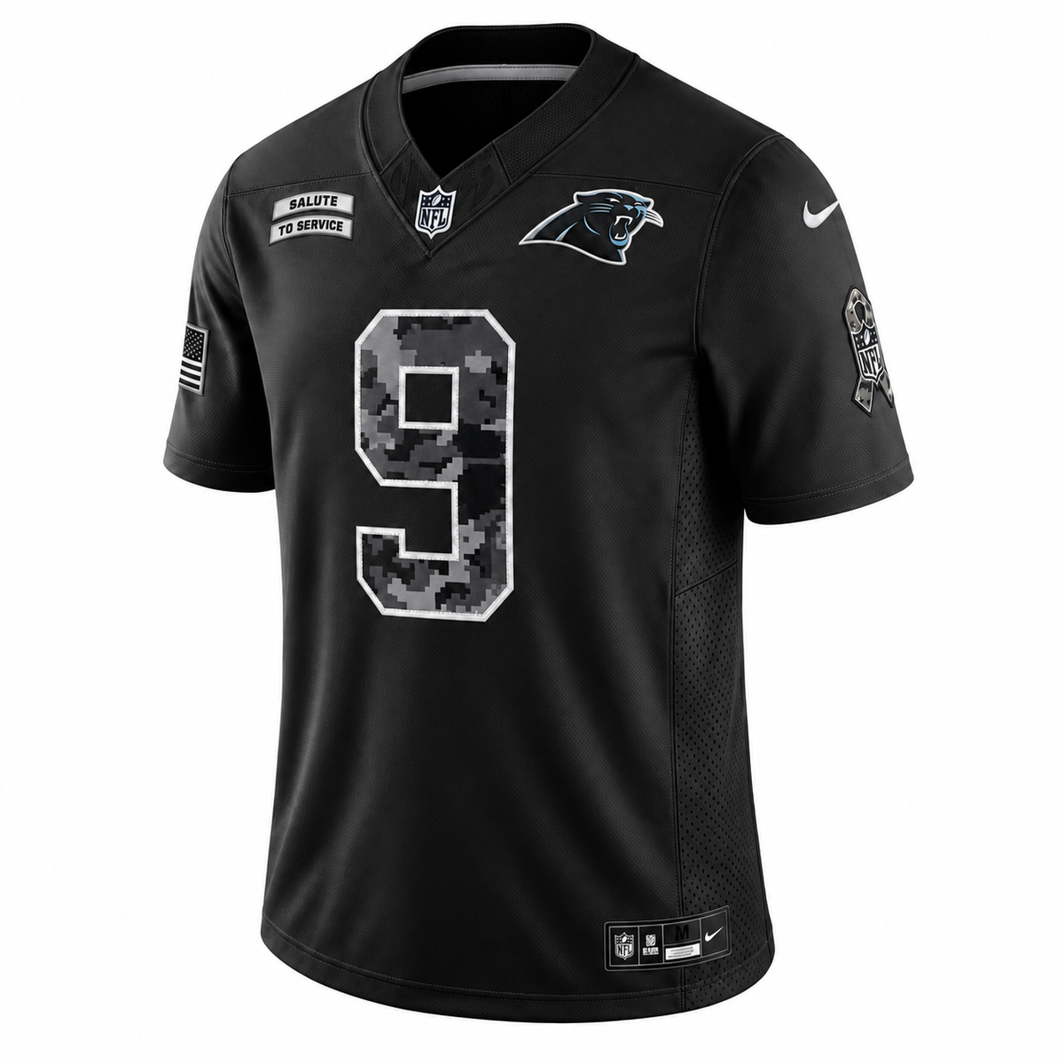 Men’s Bryce Young #9 Carolina Panthers 2026 Salute to Service Stitched Limited Jersey – Black