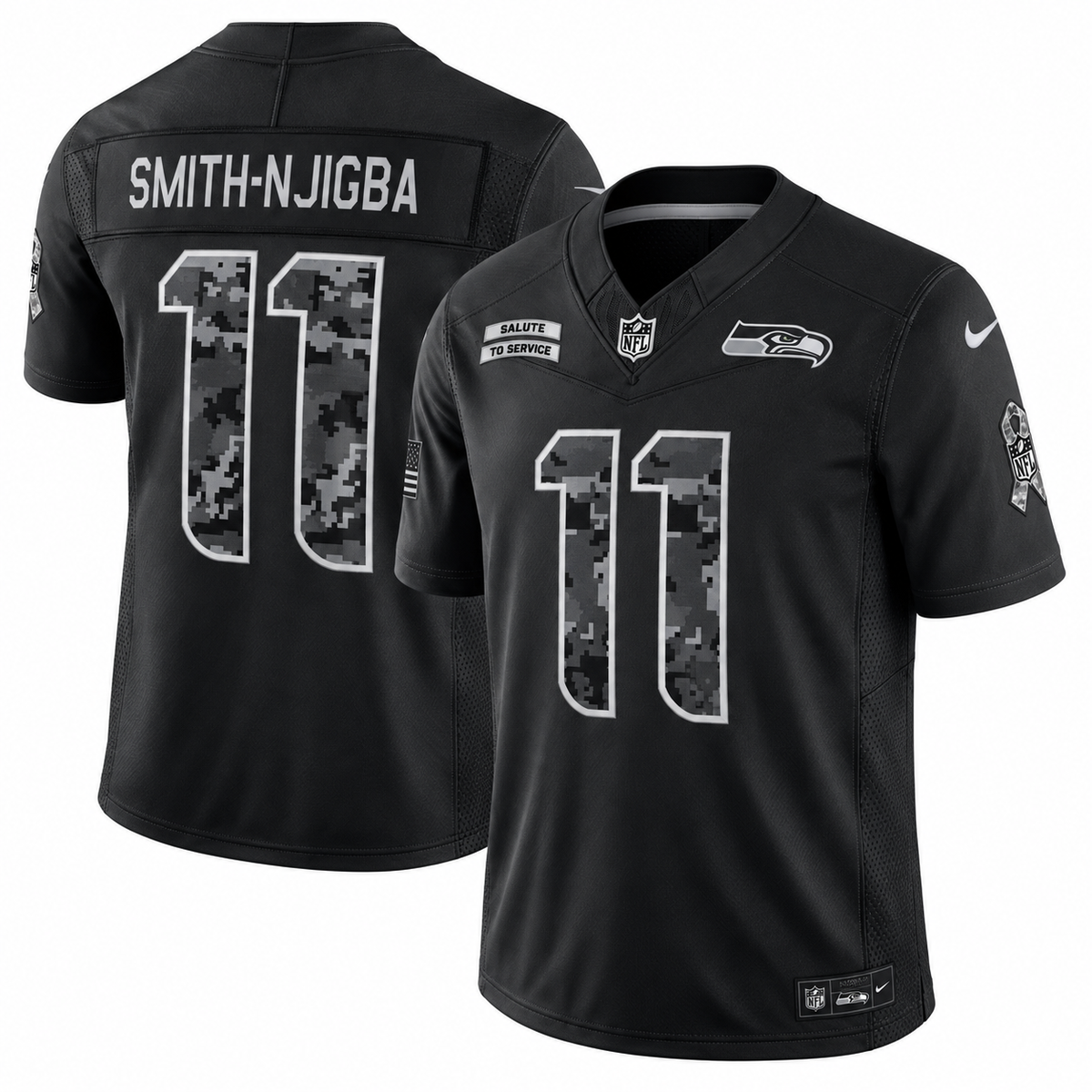 Men’s Jaxon Smith-Njigba #11 Seattle Seahawks 2026 Salute to Service Stitched Limited Jersey – Black