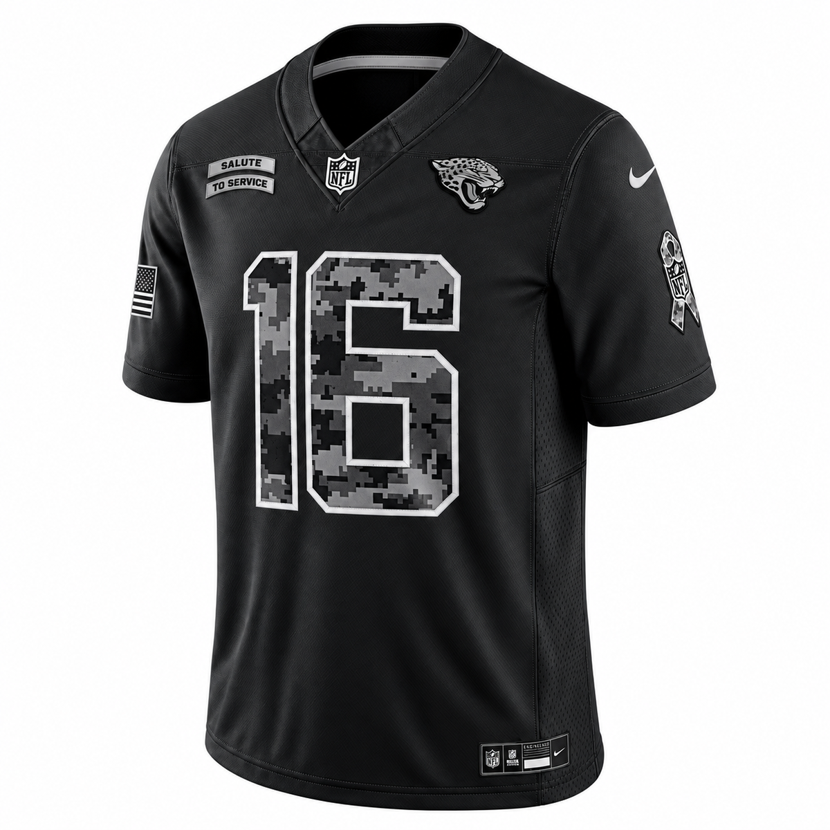 Men’s Trevor Lawrence #16 Jacksonville Jaguars Black Salute to Service Stitched Limited Jersey