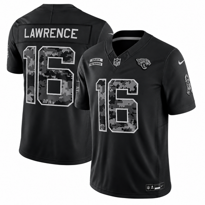 Men’s Trevor Lawrence #16 Jacksonville Jaguars Black Salute to Service Stitched Limited Jersey