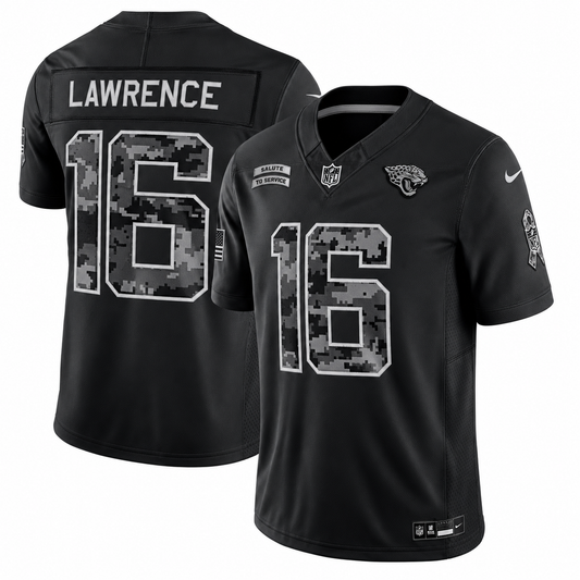 Men’s Trevor Lawrence #16 Jacksonville Jaguars Black Salute to Service Stitched Limited Jersey