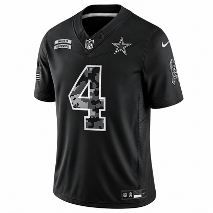 Men’s Dak Prescott #4 Dallas Cowboys Black Salute to Service Stitched Limited Jersey