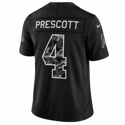 Men’s Dak Prescott #4 Dallas Cowboys Black Salute to Service Stitched Limited Jersey