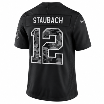 Men’s Roger Staubach #12 Dallas Cowboys Black Salute to Service Stitched Limited Jersey