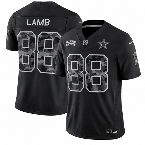 Men's CeeDee Lamb #88 Dallas Cowboys Black Salute to Service Stitched Limited Jersey