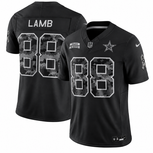 Men's CeeDee Lamb #88 Dallas Cowboys Black Salute to Service Stitched Limited Jersey