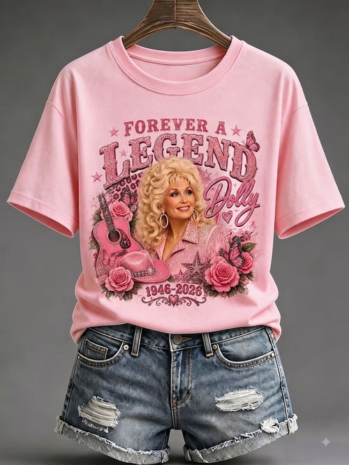 Retro Forever A Legend Dolly 1946-2026 Print T-Shirt
