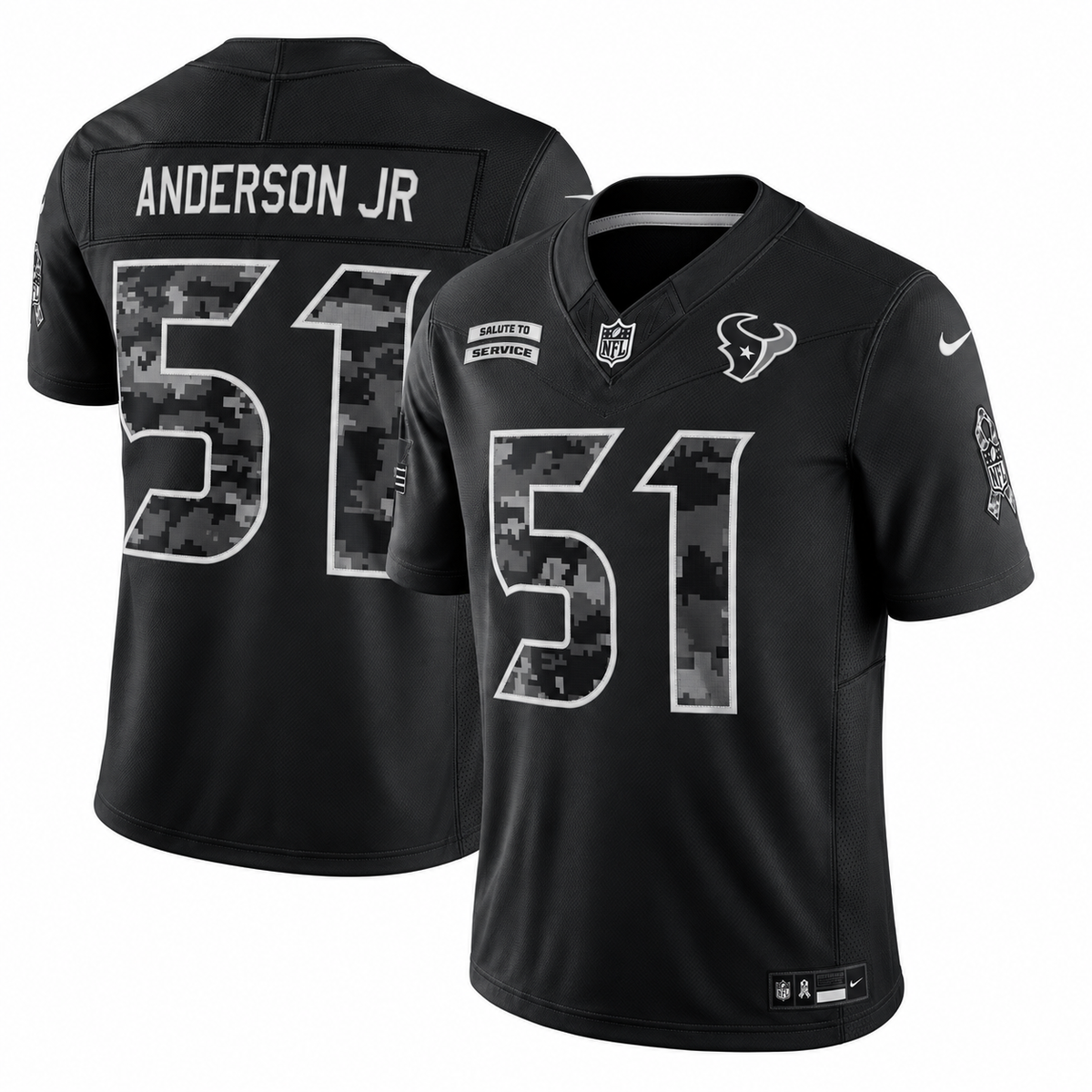 Men’s Will Anderson Jr. #51 Houston Texans 2026 Salute to Service Stitched Limited Jersey – Black
