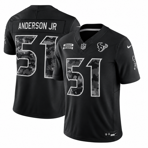 Men’s Will Anderson Jr. #51 Houston Texans 2026 Salute to Service Stitched Limited Jersey – Black