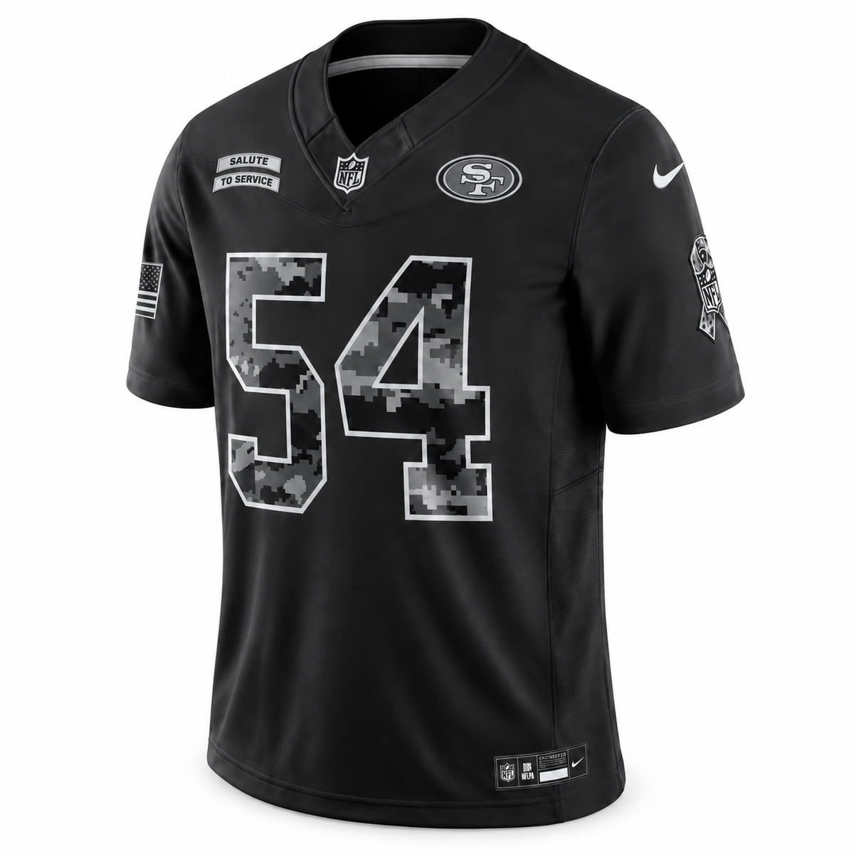 Men’s Fred Warner #54 San Francisco 49ers 2026 Salute to Service Stitched Limited Jersey – Black