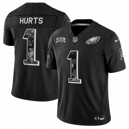 Men’s Jalen Hurts #1 Philadelphia Eagles Salute to Service Football Fan Jersey – Black