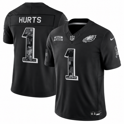 Men’s Jalen Hurts #1 Philadelphia Eagles Salute to Service Football Fan Jersey – Black