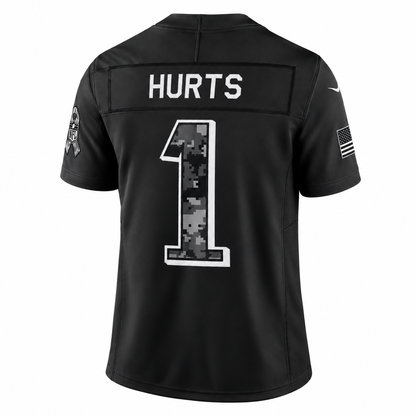 Men’s Jalen Hurts #1 Philadelphia Eagles Salute to Service Football Fan Jersey – Black