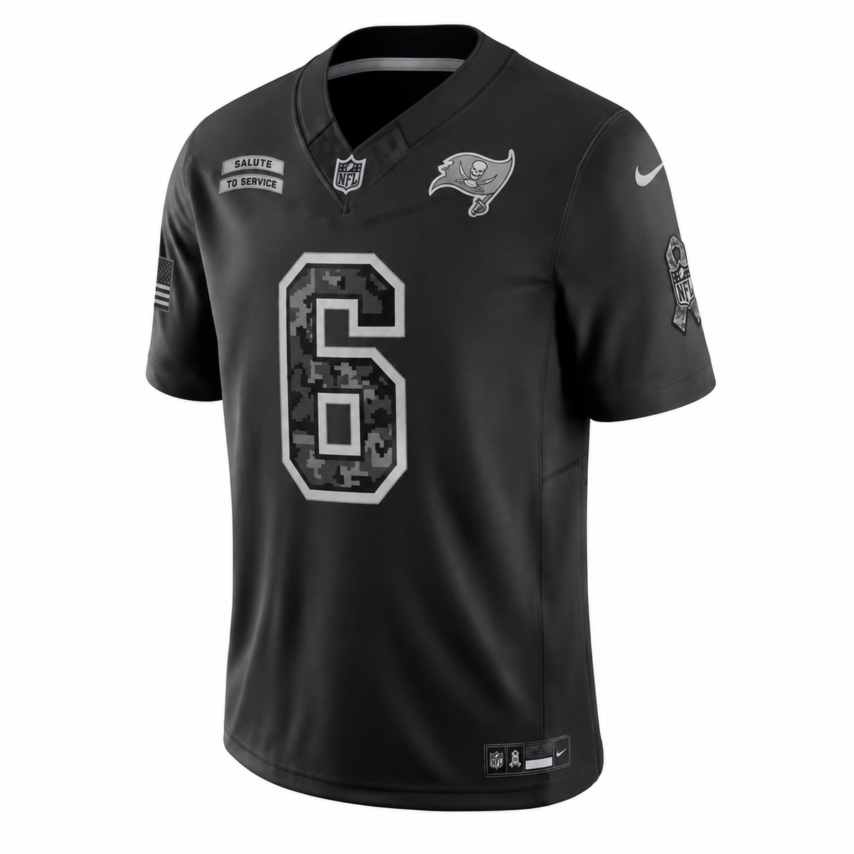 Men’s Baker Mayfield #6 Tampa Bay Buccaneers 2026 Salute to Service Stitched Limited Jersey – Black