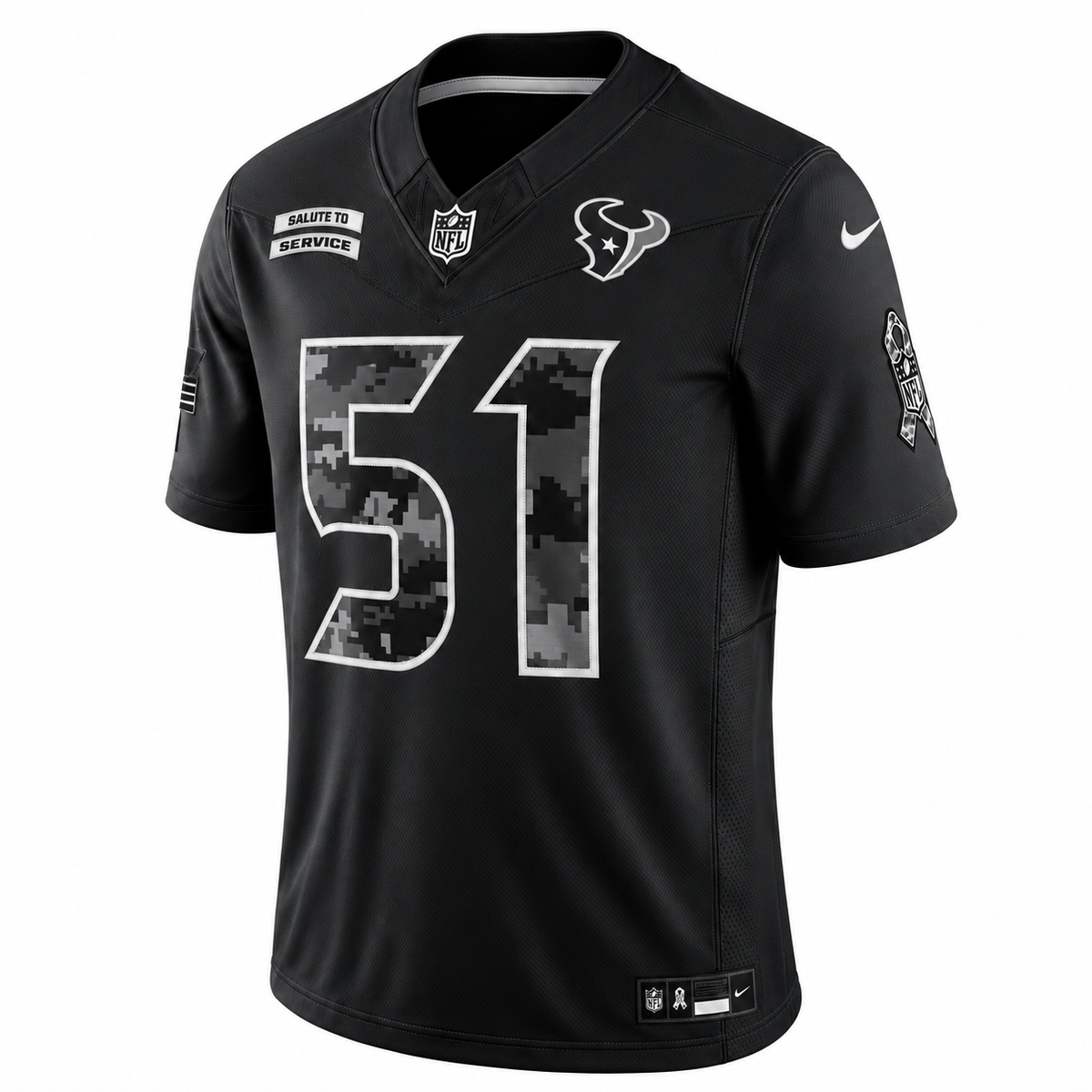 Men’s Will Anderson Jr. #51 Houston Texans 2026 Salute to Service Stitched Limited Jersey – Black