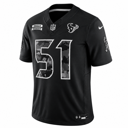 Men’s Will Anderson Jr. #51 Houston Texans 2026 Salute to Service Stitched Limited Jersey – Black