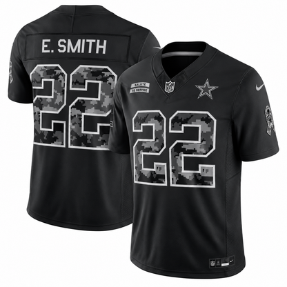 Men's Emmitt Smith #22 Dallas Cowboys Black Salute to Service Stitched Limited Jersey