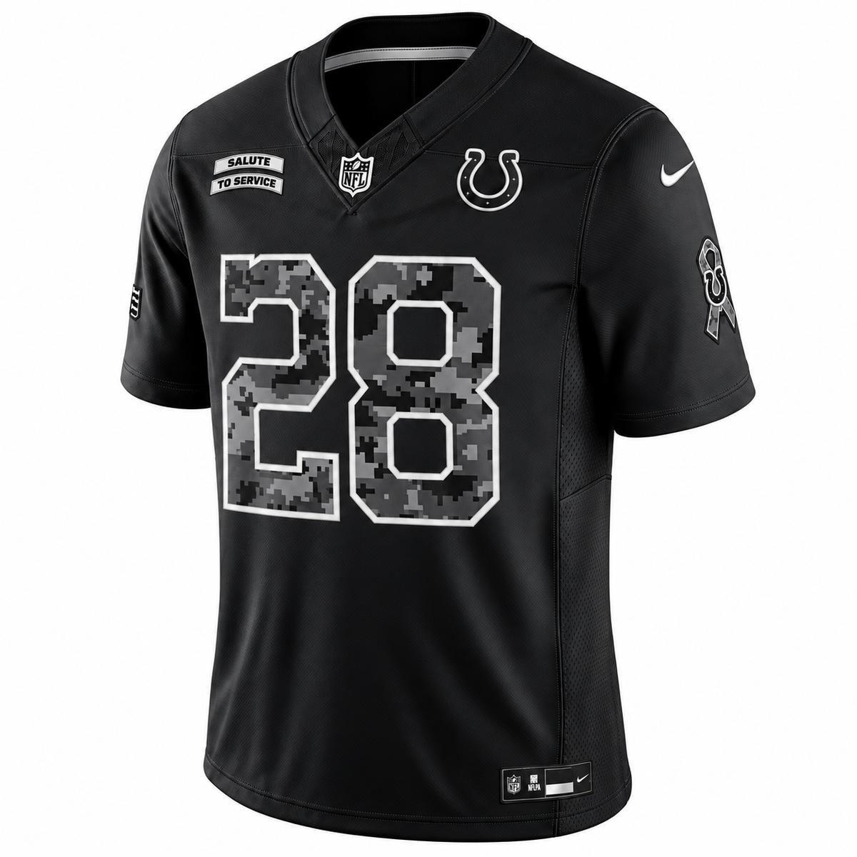 Men’s Jonathan Taylor #28 Indianapolis Colts Black Salute to Service Stitched Limited Jersey