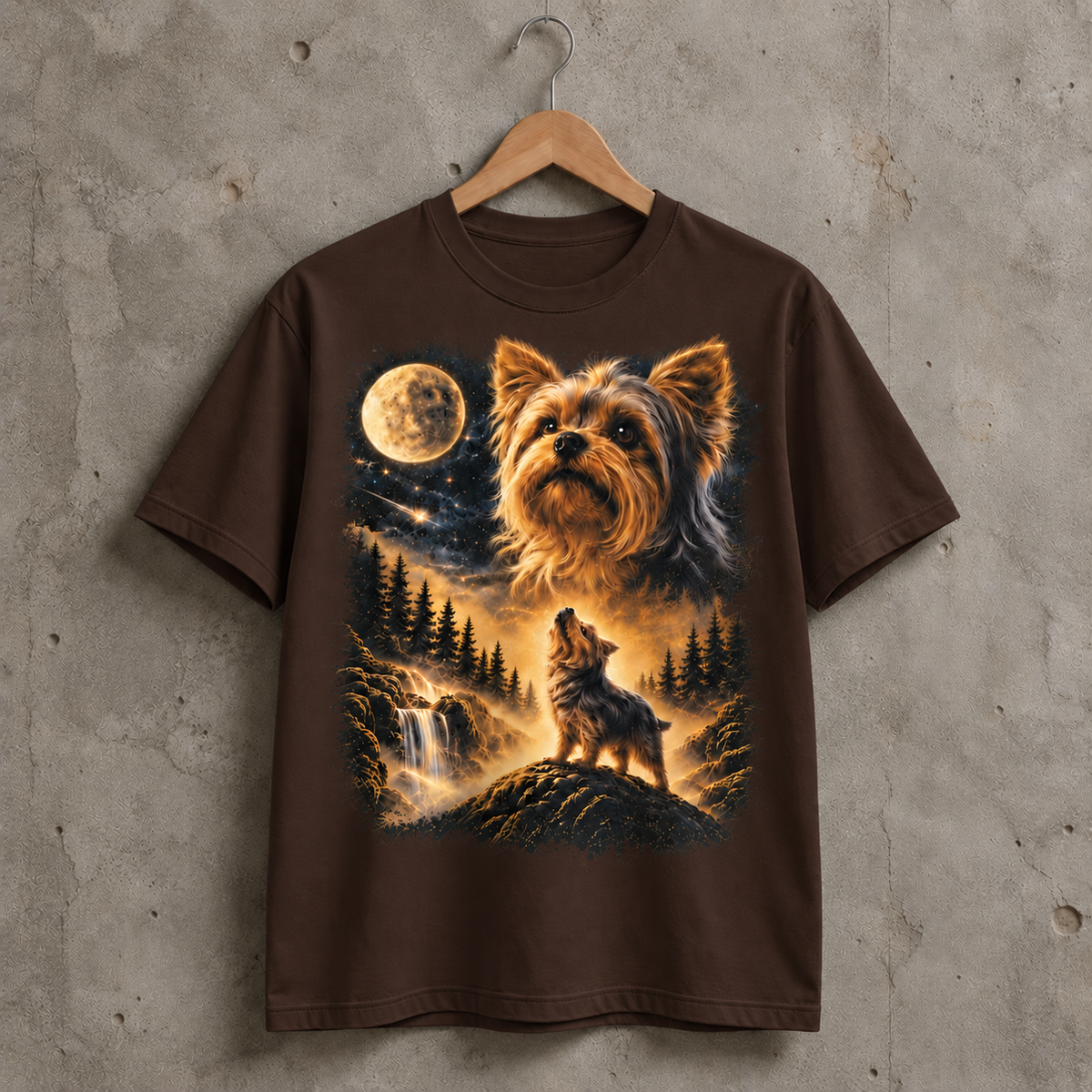 Yorkie Under the Moon Graphic - Yorkshire Terrier Gift