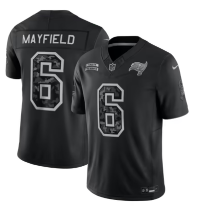 Men’s Baker Mayfield #6 Tampa Bay Buccaneers 2026 Salute to Service Stitched Limited Jersey – Black