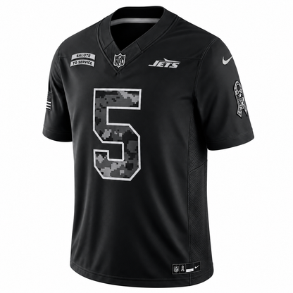Men's Garrett Wilson #5 New York Jets Black Salute to Service Stitched Limited Jersey