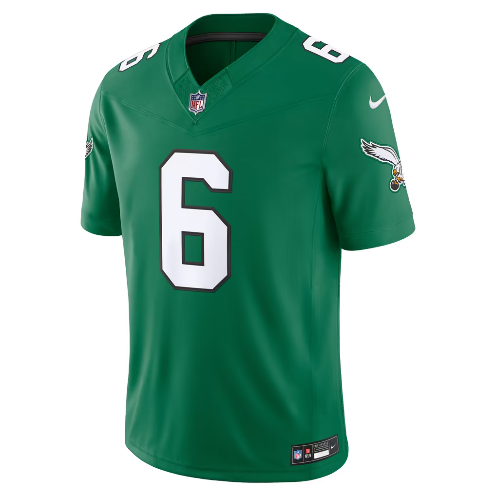 Men's Philadelphia Eagles DeVonta Smith Kelly Green Alternate Vapor F.U.S.E. Stitched Limited Jersey
