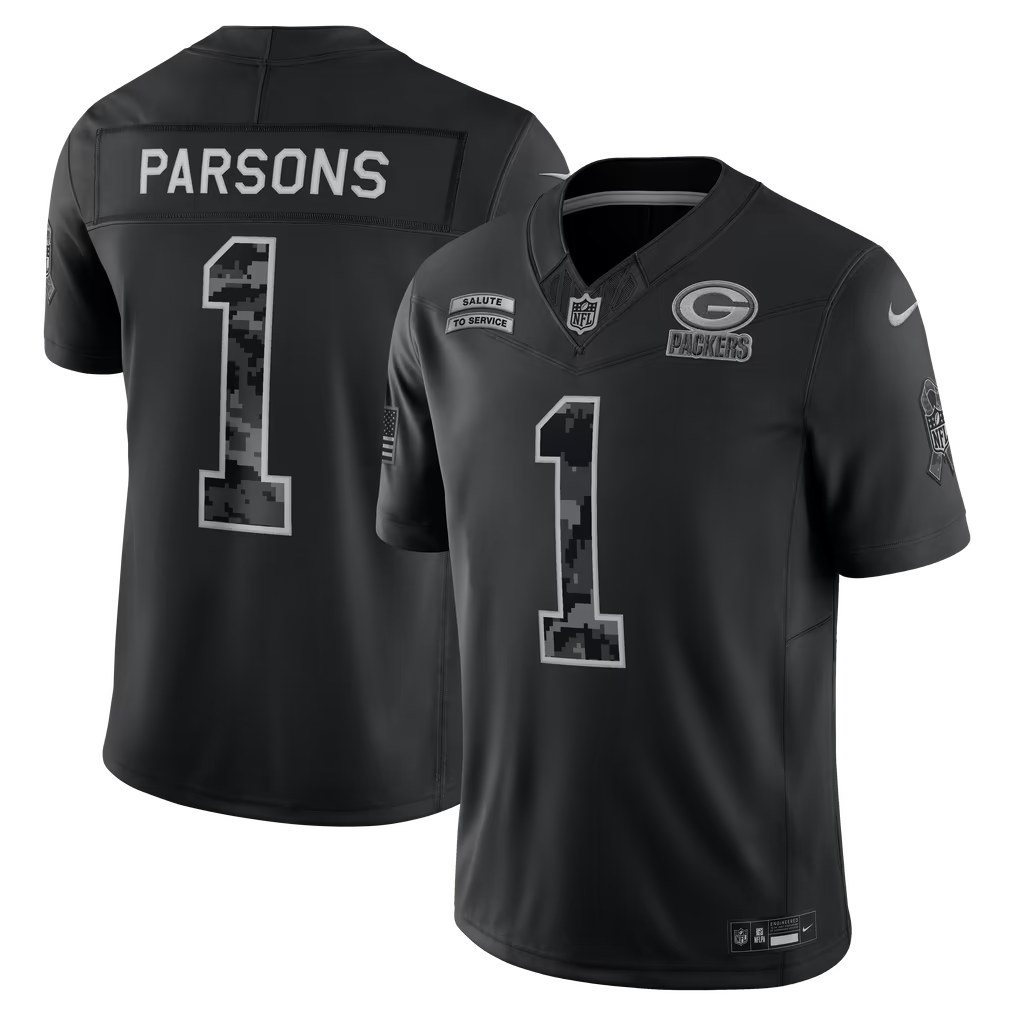 Men's Green Bay Packers 2026 Salute to Service Stitched Limited Jersey - Black
