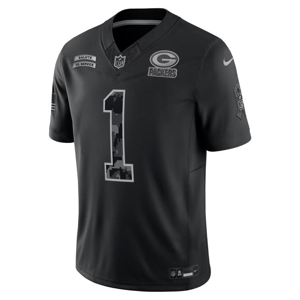 Men's Micah Parsons Green Bay Packers 2026 Salute to Service Stitched Limited Jersey - Black