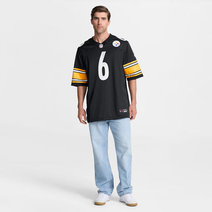 Men's Pittsburgh Steelers Patrick Queen Nike Black Game Player Jersey