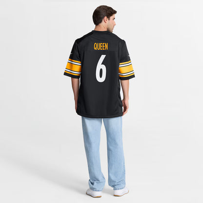 Men's Pittsburgh Steelers Patrick Queen Nike Black Game Player Jersey