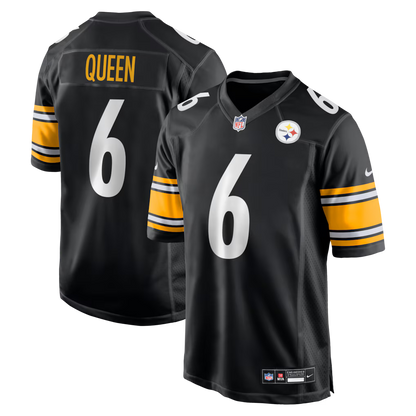 Men's Pittsburgh Steelers Patrick Queen Nike Black Game Player Jersey