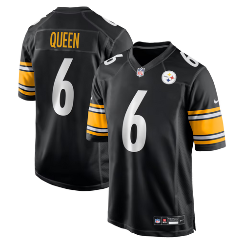 Men's Pittsburgh Steelers Patrick Queen Nike Black Game Player Jersey