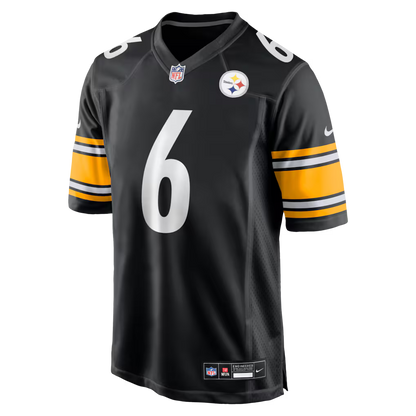 Men's Pittsburgh Steelers Patrick Queen Nike Black Game Player Jersey