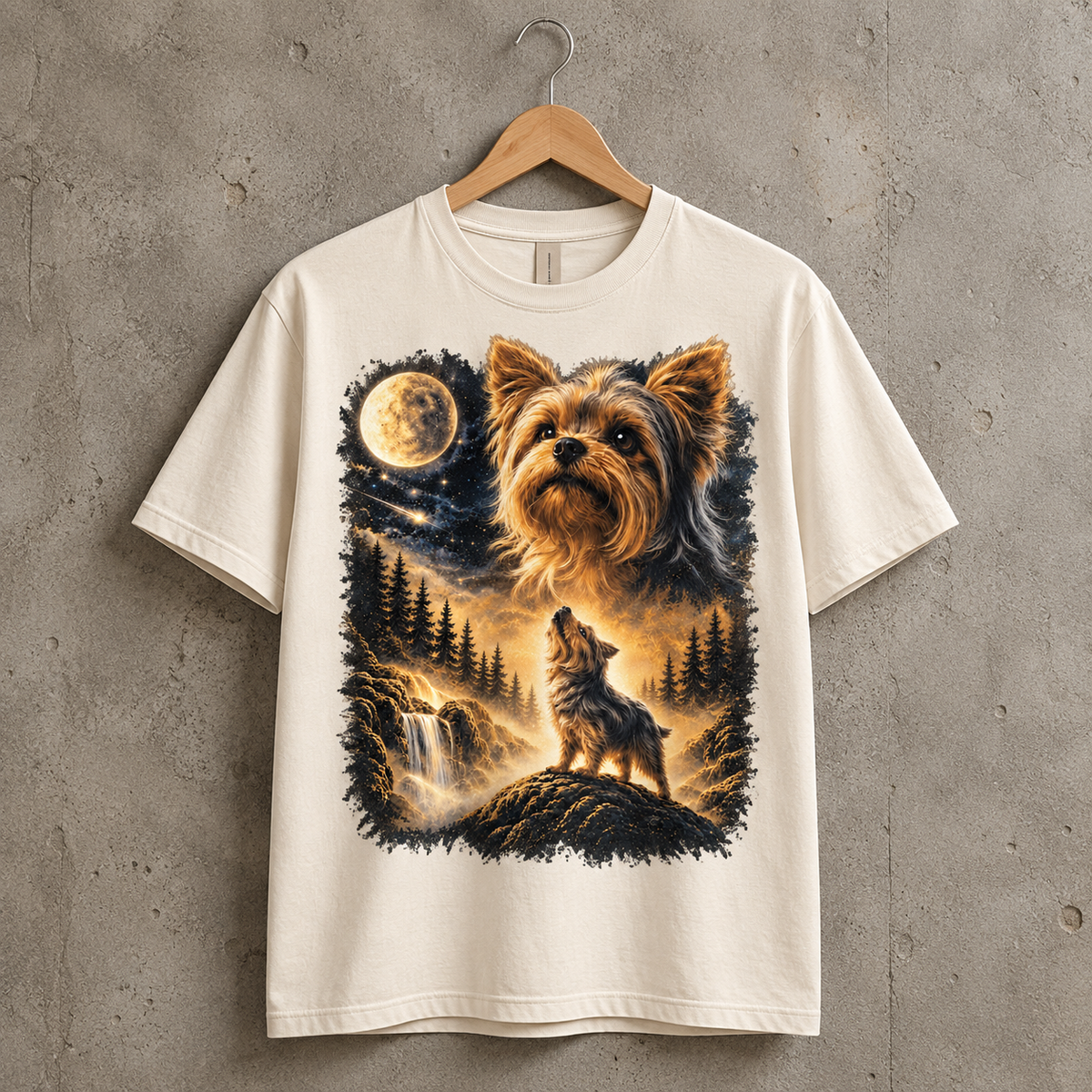 Yorkie Under the Moon Graphic - Yorkshire Terrier Gift